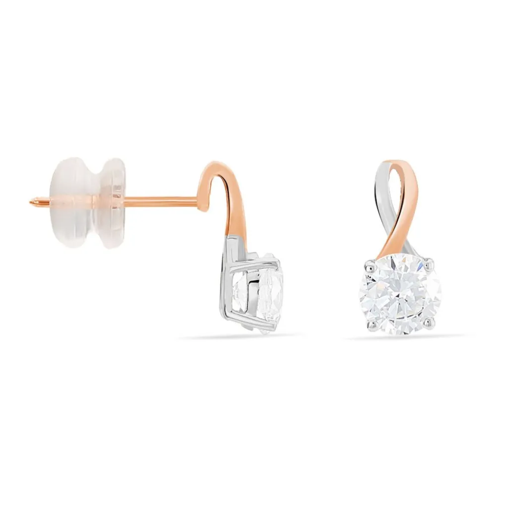 Histoire d'Or Boucles D'oreilles Pendantes Micheline Or Bicolore Oxyde De Zirconium