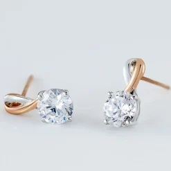 Histoire d'Or Boucles D'oreilles Pendantes Micheline Or Bicolore Oxyde De Zirconium