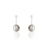 Histoire d'Or Boucles D'oreilles Pendantes Semi-ronde Or Blanc Perle De Tahiti Discount