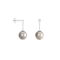 Histoire d'Or Boucles D'oreilles Pendantes Semi-ronde Or Blanc Perle De Tahiti Discount