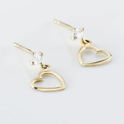 Histoire d'Or Boucles D'oreilles Pendantes Daria C艙ur Or Jaune Online