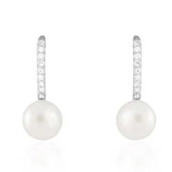 Histoire d'Or Boucles D'oreilles Pendantes Gwaldys Argent  Perle De Culture Et Oxyde New