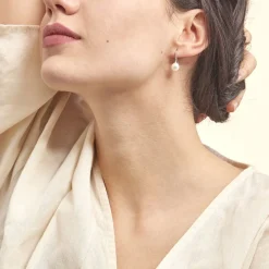 Histoire d'Or Boucles D'oreilles Pendantes Gwaldys Argent  Perle De Culture Et Oxyde New