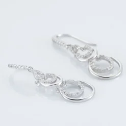 Histoire d'Or Boucles D'oreilles Pendantes Greta Argent Blanc Outlet