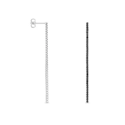 Histoire d'Or Boucles D'oreilles Pendantes Lou-anne Argent Blanc Oxyde Noir argent blanc oxyde de zirconium noir