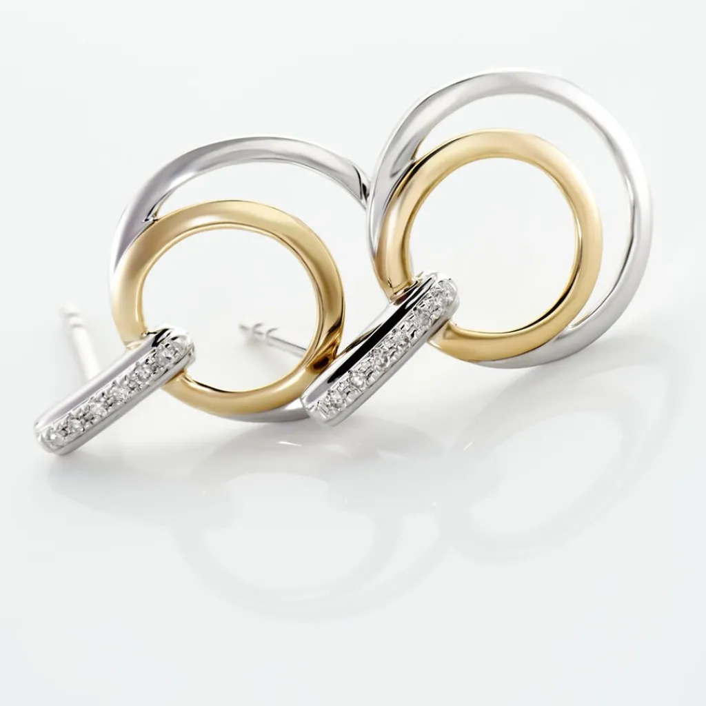 Histoire d'Or Boucles D'oreilles Pendantes Or Bicolore Eloisia Diamants Online