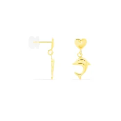 Histoire d'Or Boucles D'oreilles Pendantes Fulvie Coeurs Et Dauphin Or Jaune Discount