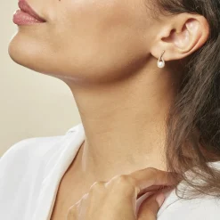 Histoire d'Or Boucles D'oreilles Pendantes Helin Or Jaune Perle De Culture Et Oxyde Best