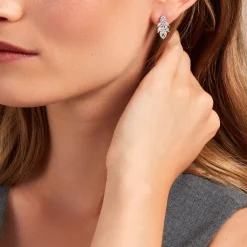 Histoire d'Or Boucles D'oreilles Pendantes Marquis Or Blanc Oxyde De Zirconium Clearance