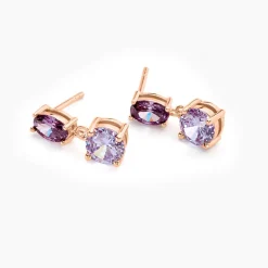 Histoire d'Or Boucles D'oreilles Pendantes Argent Rose Brenna Oxydes De Zirconium argent rose oxyde violet Outlet