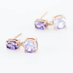 Histoire d'Or Boucles D'oreilles Pendantes Argent Rose Brenna Oxydes De Zirconium argent rose oxyde violet Outlet