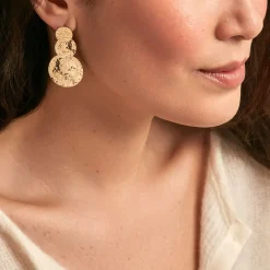 Histoire d'Or Boucles D'oreilles Pendantes Josephine Acier Doré Hot