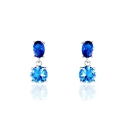 Histoire d'Or Boucles D'oreilles Pendantes Argent Blanc Brenna Oxydes De Zirconium argent blanc oxyde bleu swiss Discount