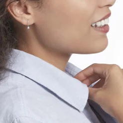 Histoire d'Or Boucles D'oreilles Pendantes Victoria Or Blanc Diamant New