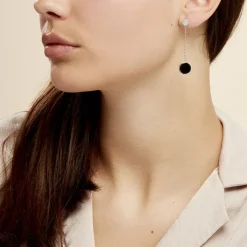Histoire d'Or Boucles D'oreilles Pendantes Adonya Argent Céramique Et Oxyde New