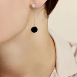 Histoire d'Or Boucles D'oreilles Pendantes Adonya Argent Céramique Et Oxyde New