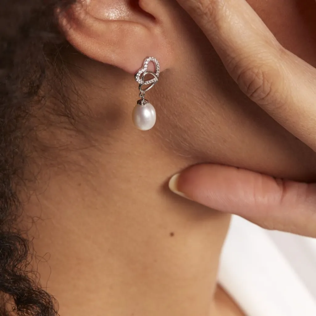 Histoire d'Or Boucles D'oreilles Pendantes Rosella Argent Perle De Culture Et Oxyde Hot