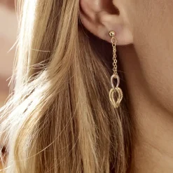 Histoire d'Or Boucles D'oreilles Pendantes Louisa Or Bicolore New