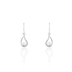 Histoire d'Or Boucles D'oreilles Pendantes Akiko Argent  Perle De Culture Et Oxyde Clearance