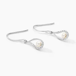 Histoire d'Or Boucles D'oreilles Pendantes Akiko Argent  Perle De Culture Et Oxyde Clearance
