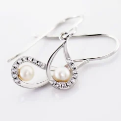 Histoire d'Or Boucles D'oreilles Pendantes Akiko Argent  Perle De Culture Et Oxyde Clearance