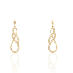 Histoire d'Or Boucles D'oreilles Pendantes Rajah Plaqué Or Jaune Oxyde De Zirconium