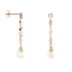 Histoire d'Or Boucles D'oreilles Pendantes Lynes Argent Rose Perle De Culture Clearance