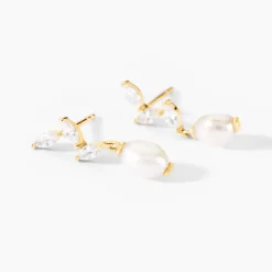 Histoire d'Or Boucles D'Oreilles Pendantes Nacrée Or Jaune Perle De Culture Oxyde De Zirconium Sale