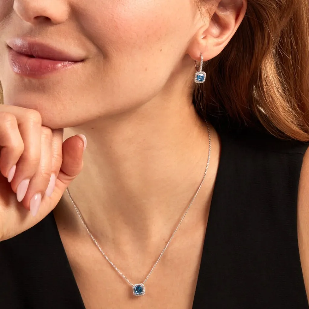 Histoire d'Or Boucles D'oreilles Pendantes Rio Argent Blanc Oxyde De Zirconium argent blanc oxyde bleu sky Online