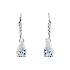 Histoire d'Or Boucles D'oreilles Pendantes Adib Or Blanc Oxyde De Zirconium Sale