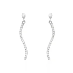 Histoire d'Or Boucles D'oreilles Pendantes Torsade Or Blanc Oxyde De Zirconium Online