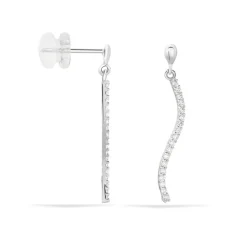 Histoire d'Or Boucles D'oreilles Pendantes Torsade Or Blanc Oxyde De Zirconium Online