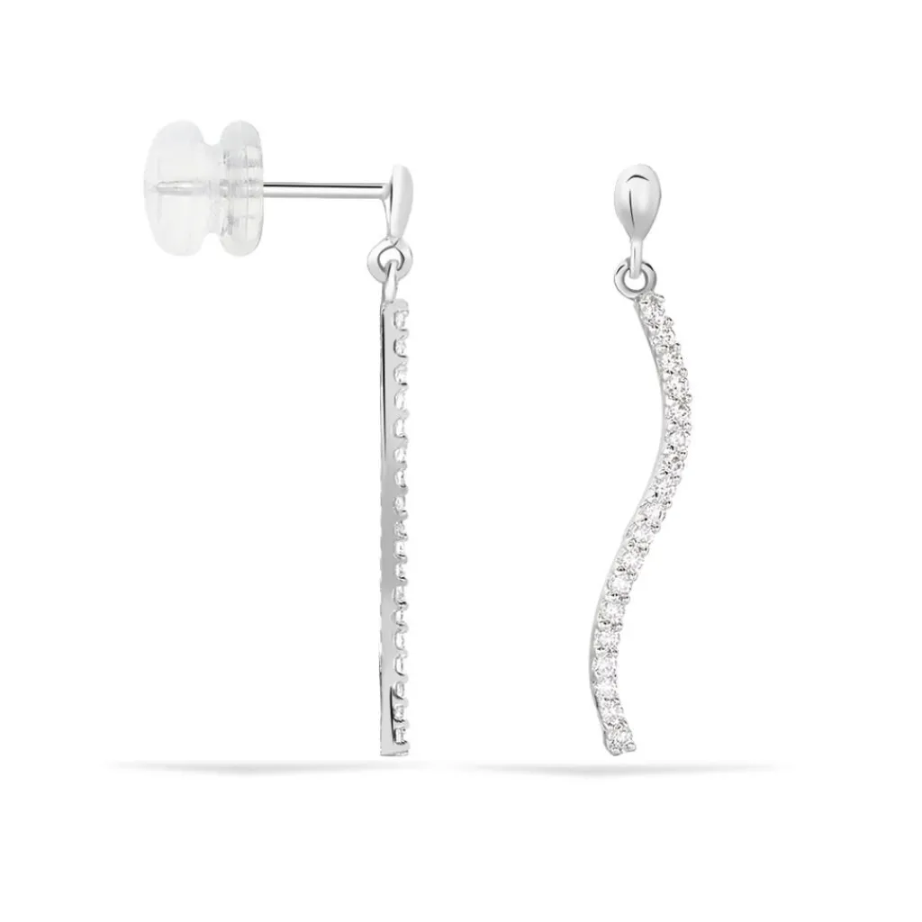 Histoire d'Or Boucles D'oreilles Pendantes Torsade Or Blanc Oxyde De Zirconium Online