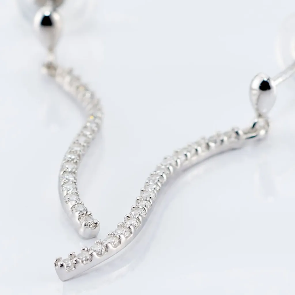 Histoire d'Or Boucles D'oreilles Pendantes Torsade Or Blanc Oxyde De Zirconium Online