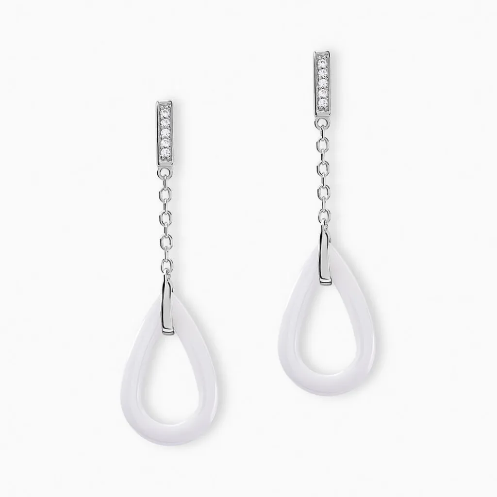 Histoire d'Or Boucles D'oreilles Pendantes Peer Argent Blanc Oxyde De Zirconium Best