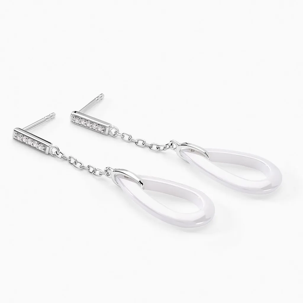 Histoire d'Or Boucles D'oreilles Pendantes Peer Argent Blanc Oxyde De Zirconium Best