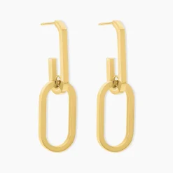 Histoire d'Or Boucles D'oreilles Pendantes Urban Line Acier Doré New