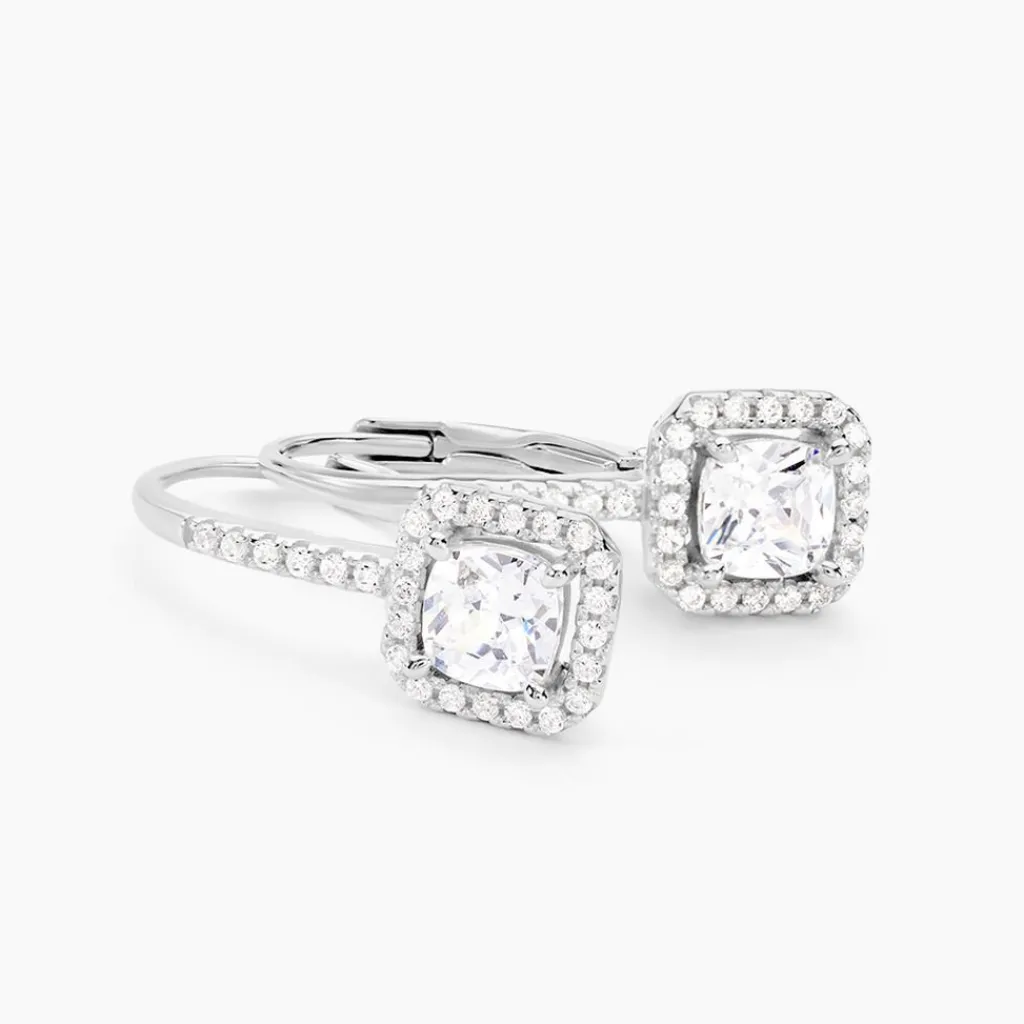 Histoire d'Or Boucles D'oreilles Pendantes Rio Argent Blanc Oxyde De Zirconium New