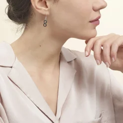 Histoire d'Or Boucles D'oreilles Pendantes Alicia Argent Blanc Céramique Outlet