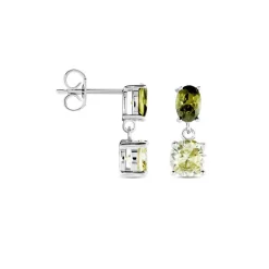 Histoire d'Or Boucles D'oreilles Pendantes Argent Blanc Brenna Oxydes De Zirconium argent blanc oxyde vert Sale