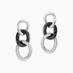 Histoire d'Or Boucles D'oreilles Pendantes Link Argent Blanc Céramique Et Oxyde Hot