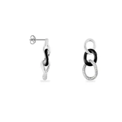 Histoire d'Or Boucles D'oreilles Pendantes Link Argent Blanc Céramique Et Oxyde Hot