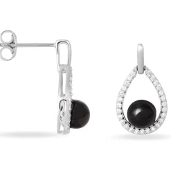 Histoire d'Or Boucles D'oreilles Pendantes Nerea Argent Blanc Céramique Et Oxyde Hot