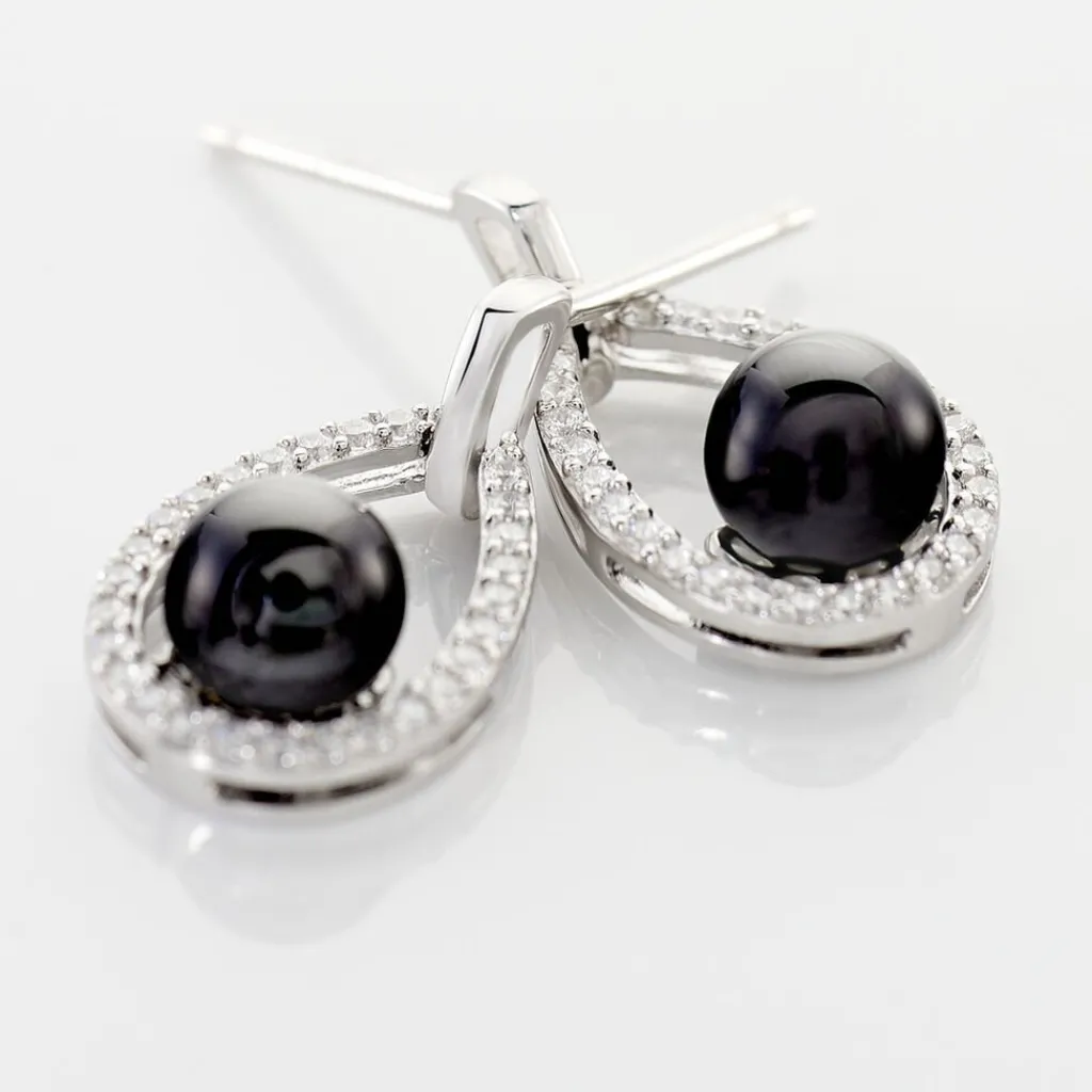 Histoire d'Or Boucles D'oreilles Pendantes Nerea Argent Blanc Céramique Et Oxyde Hot