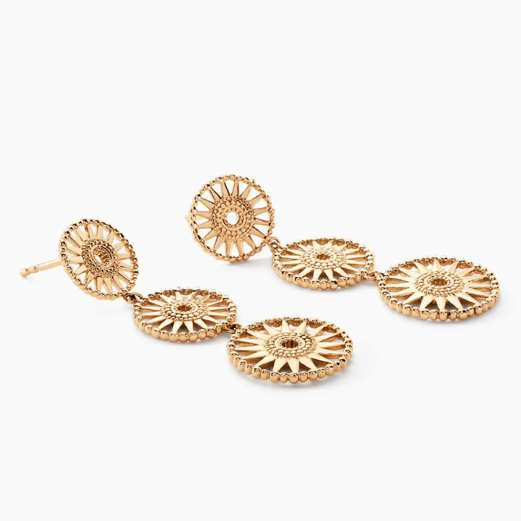 Histoire d'Or Boucles D'oreilles Pendantes Rosae Plaque Or Jaune Best