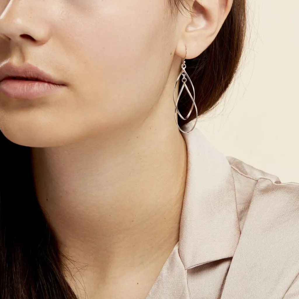Histoire d'Or Boucles D'oreilles Pendantes Twisty Argent Blanc Online