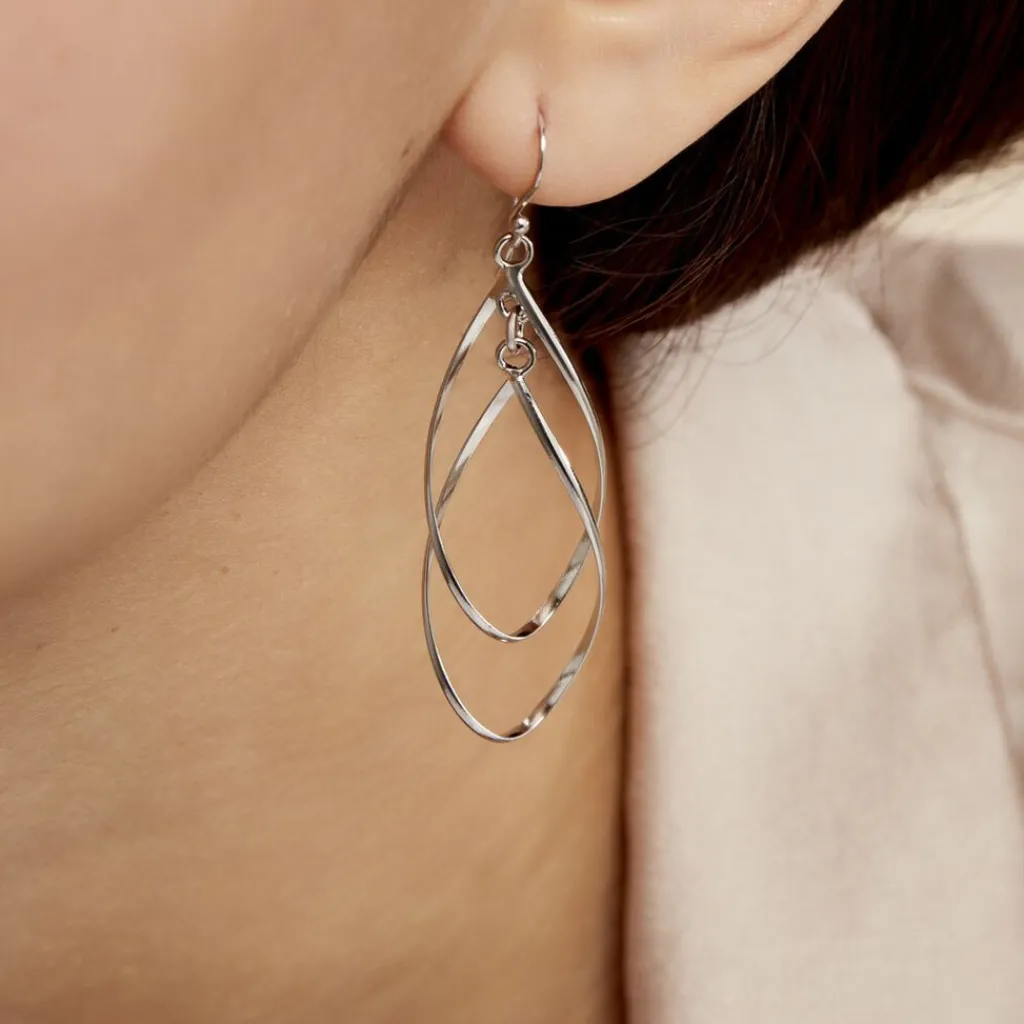 Histoire d'Or Boucles D'oreilles Pendantes Twisty Argent Blanc Online