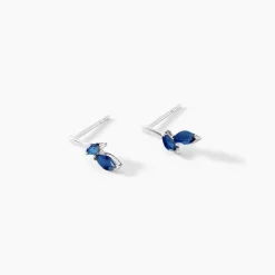 Histoire d'Or Boucles D'oreilles Pendantes Navette Or Blanc Saphir Discount