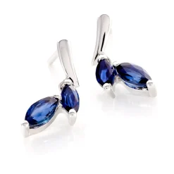 Histoire d'Or Boucles D'oreilles Pendantes Navette Or Blanc Saphir Discount