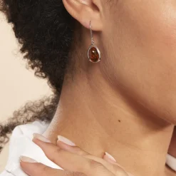 Histoire d'Or Boucles D'oreilles Pendantes Hilda Argent Blanc Ambre Hot